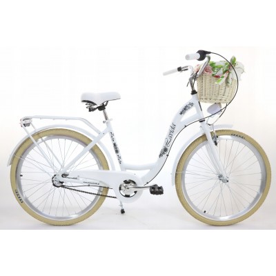 Dámsky retro bicykel 26" Lavida 3-prevodový Hliníkový [A] Biely, krémové kolesá